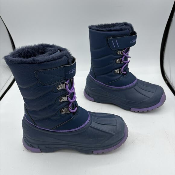 Skechers Boots Little Girls Size‎ 1 Cold Weather Winter Snow Navy Purple 88885L - Picture 8 of 9